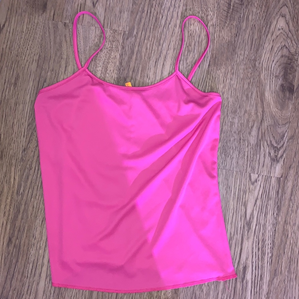 bright pink tank top